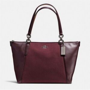 Coach Ava Legacy Jacquard Oxblood tote